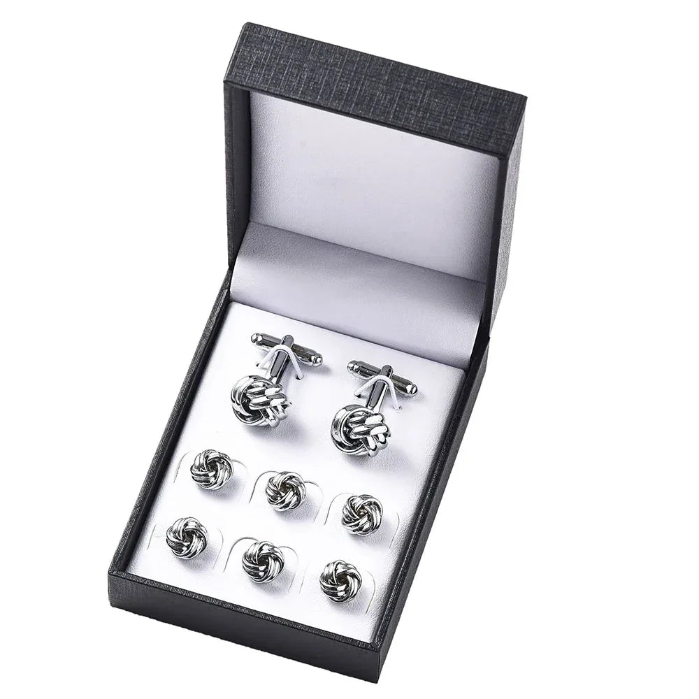 Cufflinks For Mens Luxury Quality Set Tuxedo Studs Shirts Cufflinks Set With Buttons 8pcs Set With Box Studs For Shirt Men Women - Luvia