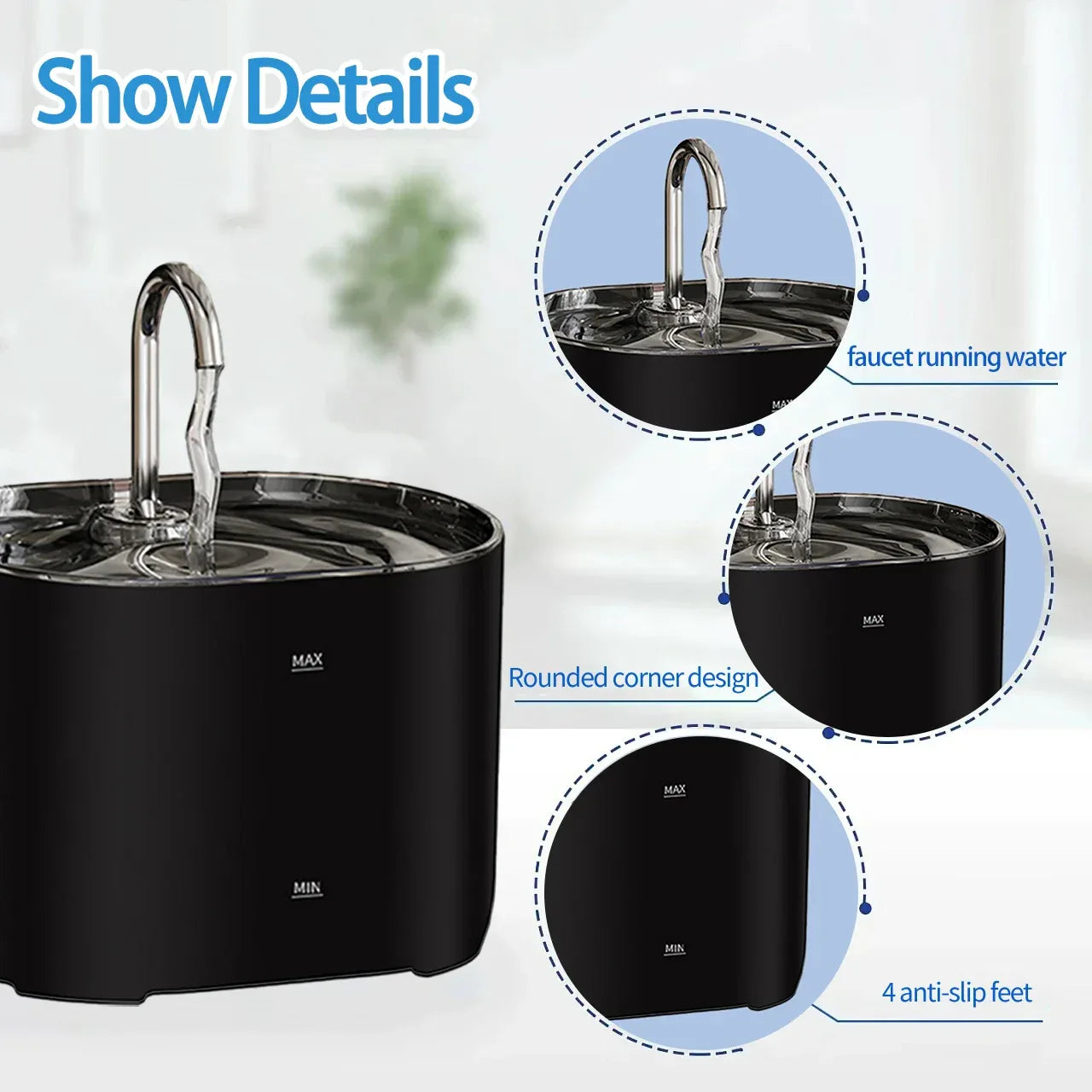 Cat Water Fountain Pet Water Fountain for Cats Inside 1Filters&Ultra-Quiet Pump 2.2L/73oz Dog Pet Water Fountain - Luvia
