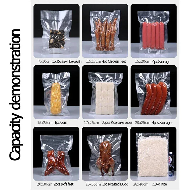 100PCS Vacuum Storage Bags 12x20cm Plastic Textured Storage Bag for Vacuum Sealing Machine for Pack Food Saver Packer Seal Bags - Luvia
