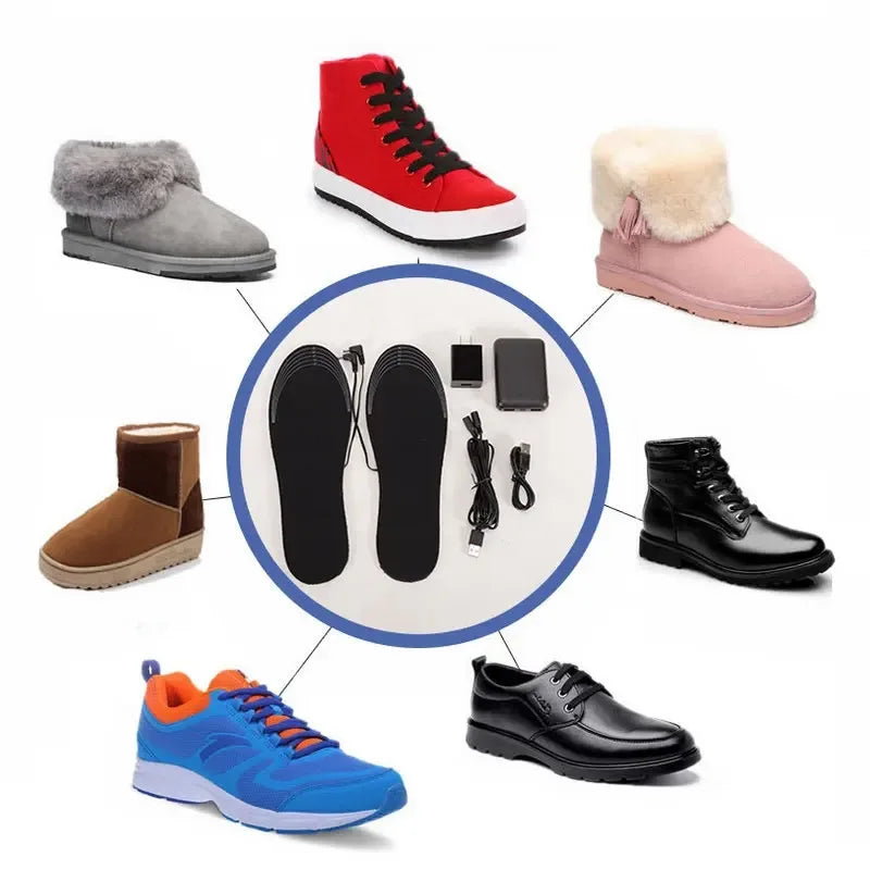 USB Rechargeable Heated Insoles Size 35-46 DIY Customizable Electric Heated Shoes Pad for Outdoor Skiing Winter Foot Warmers - Luvia