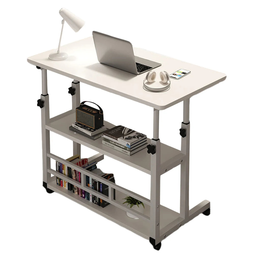 Small Office Desk Adjustable Height Side Mobile Stand Up Desk with Wheels  Portable Rolling Desks Laptop Computer Bedside