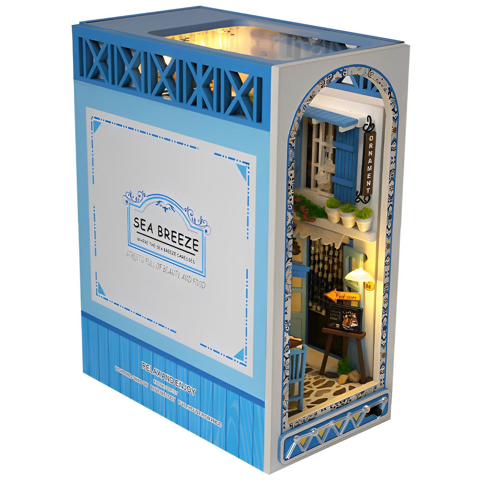 New DIY Book Nook Kit 3D Wooden Miniature Dollhouse Bookend Building with LED Light Bookshelf Decoration Birthday New Year Gifts