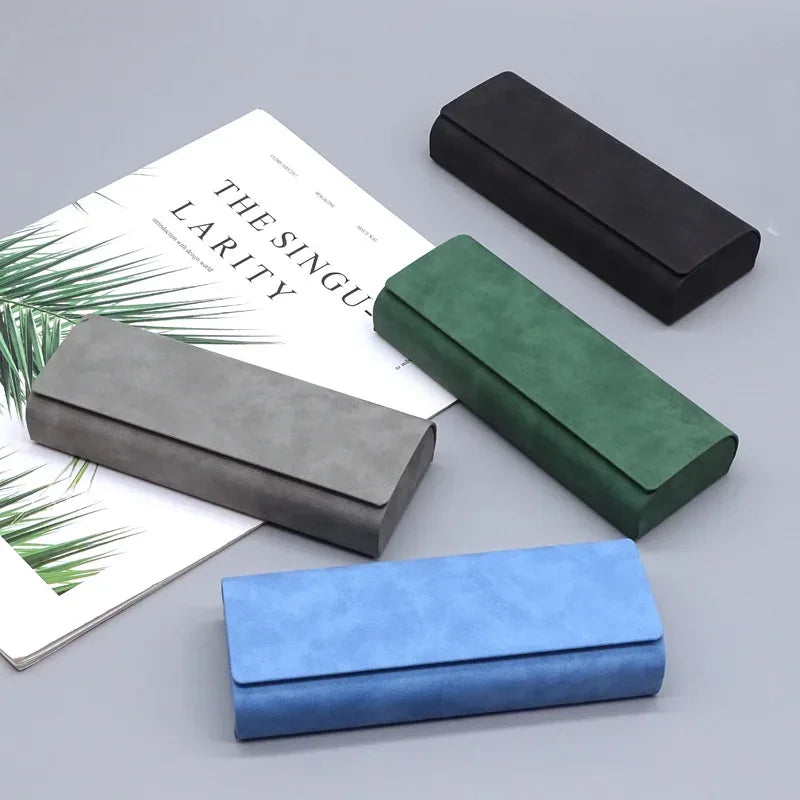 Hard-shell Spectacle Case Men Women Glasses Case PU Leather Portable Anti-extrusion Sunglasses Storage Box Folding Eyewear Pouch - Luvia