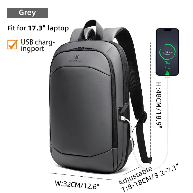 HcanKcan Fashion Men's Backpack Lightweight Expandable Backpack for Men 17.3 Inch Laptop Travel Daypack with USB Port School Bag