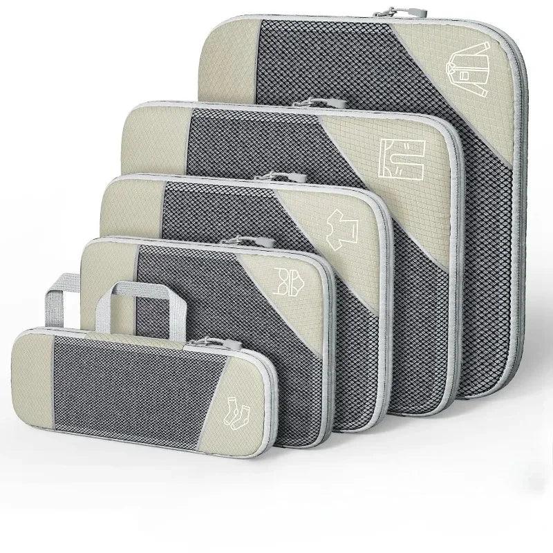 5PCS Compression Packing Cubes, Mesh Travel Packing Cubes for Suitcases, Lightweight Organizers Bag Set for Travel Essentials - Luvia