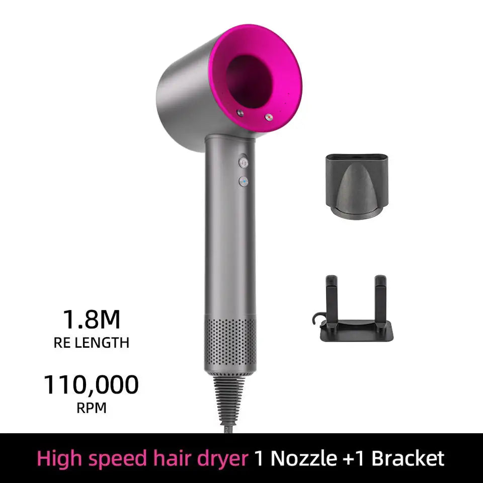 2025 Professional Leafless Hair Dryer Negative Ion Attachment Negative Ion Salon Tool Home Travel Portable Electric Hair Dryer