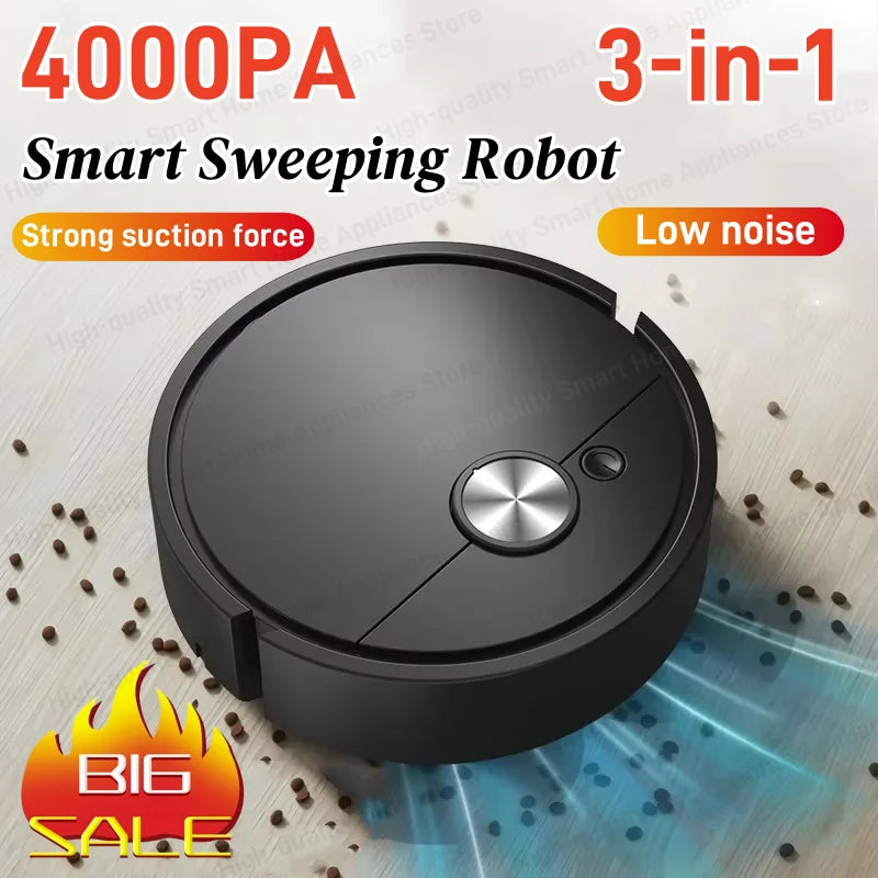 New 4000Pa 3 in 1 Smart Sweeping Robot Vacuum Cleaner Strong Suction Easy To Use For Hard Floors Home Pet Hair Carpets 2025