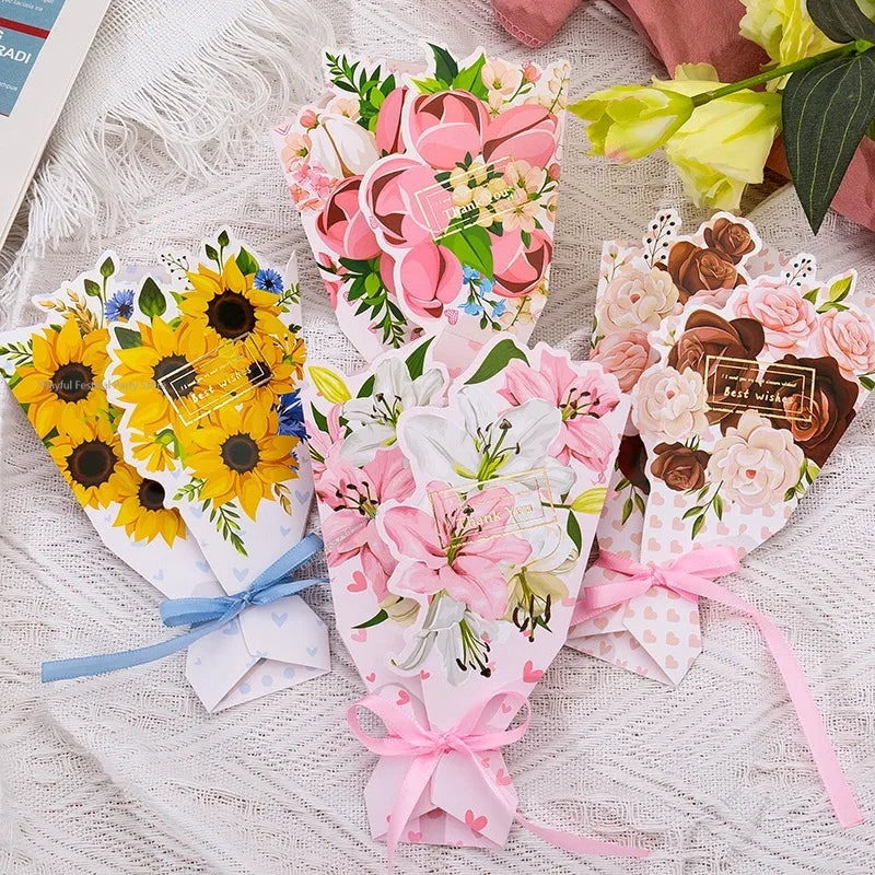 Creative Carnation Thanks Flowers Postcard Exquisite Beautiful Greeting Card Floral Birthday Cards Teacher Day Birthday Gifts - Luvia
