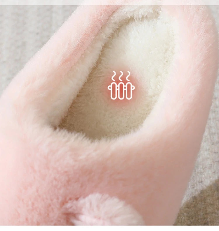 Winter Warm Slipper Women House Fuzzy Cat Cartoon Fur Plush Indoor Lazy Female Thermal Home Shoe Furry Funny Flat flip flop