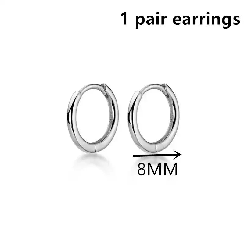 Exquisite 925 Sterling Silver Small Earrings, Plain Silver, Comfortable Earrings, Smooth Earrings, Suitable for Girls, Women - Luvia