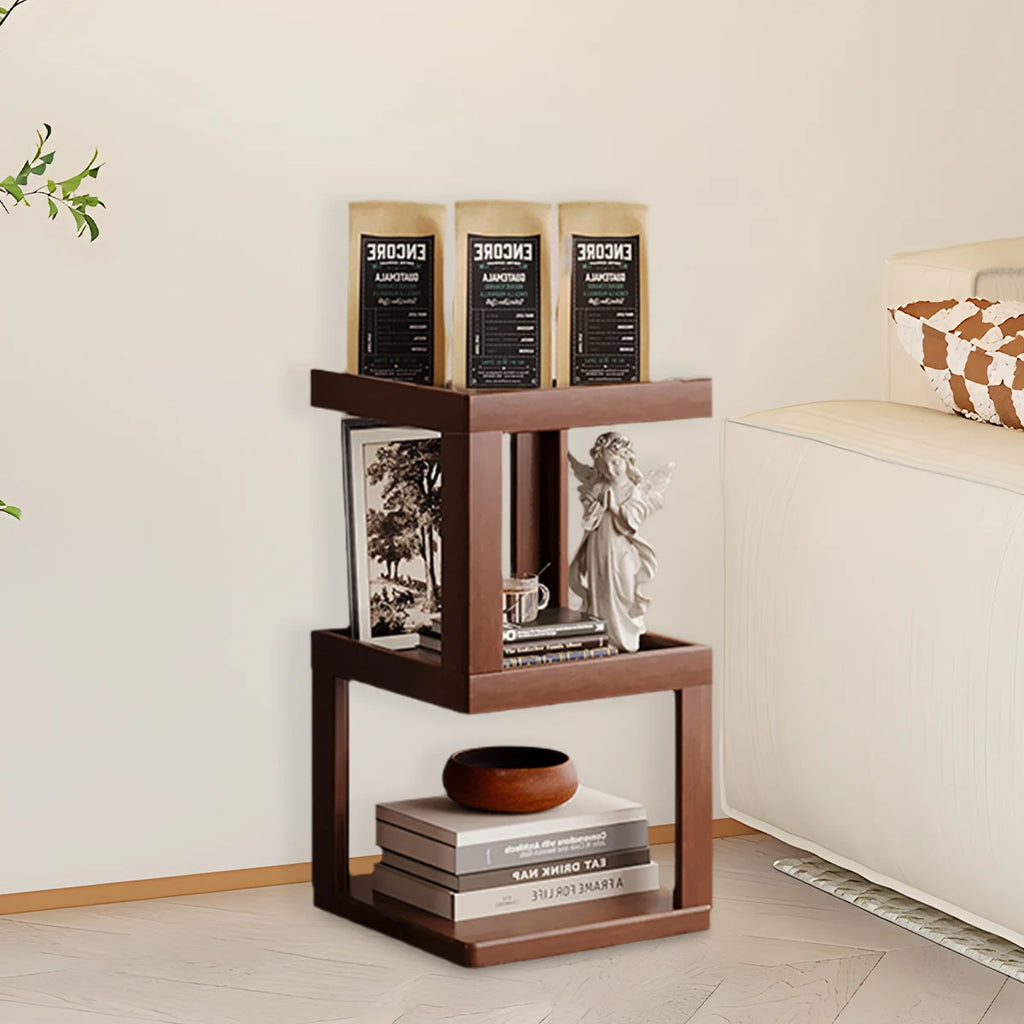 Multi-Tier Bamboo Storage Side/Bedside Table - 3/4/5 Tier Modern Nightstand for Bedrooms & Living Rooms (Small Spaces)