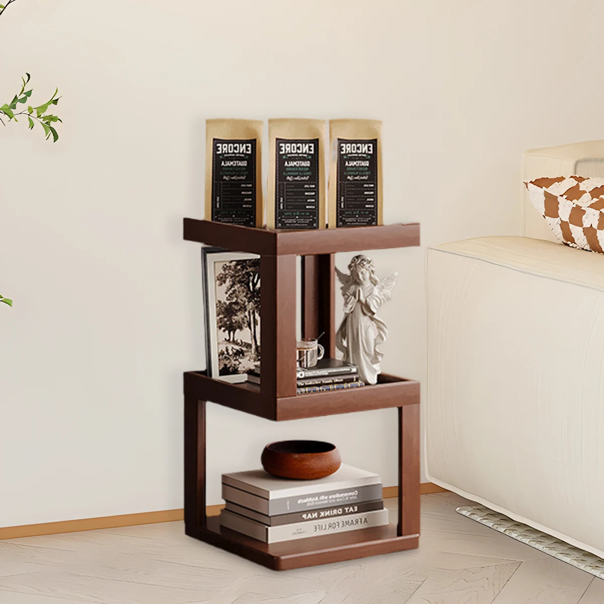 Multi-Tier Bamboo Storage Side/Bedside Table - 3/4/5 Tier Modern Nightstand for Bedrooms & Living Rooms (Small Spaces)