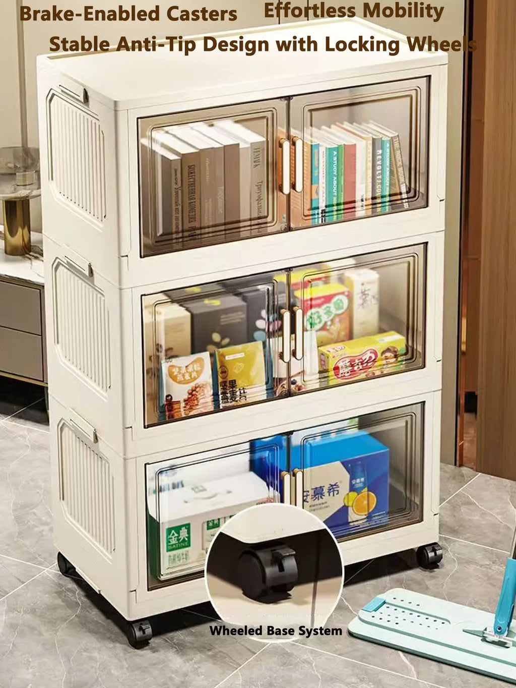 Storage Cabinet Folding Storage Box Home Living Room Toy Cabinet Storage Rack Snack Cabinet Installation-Free Kitchen Storage Cabinet Folding Storage Cabinet Organizer - Luvia