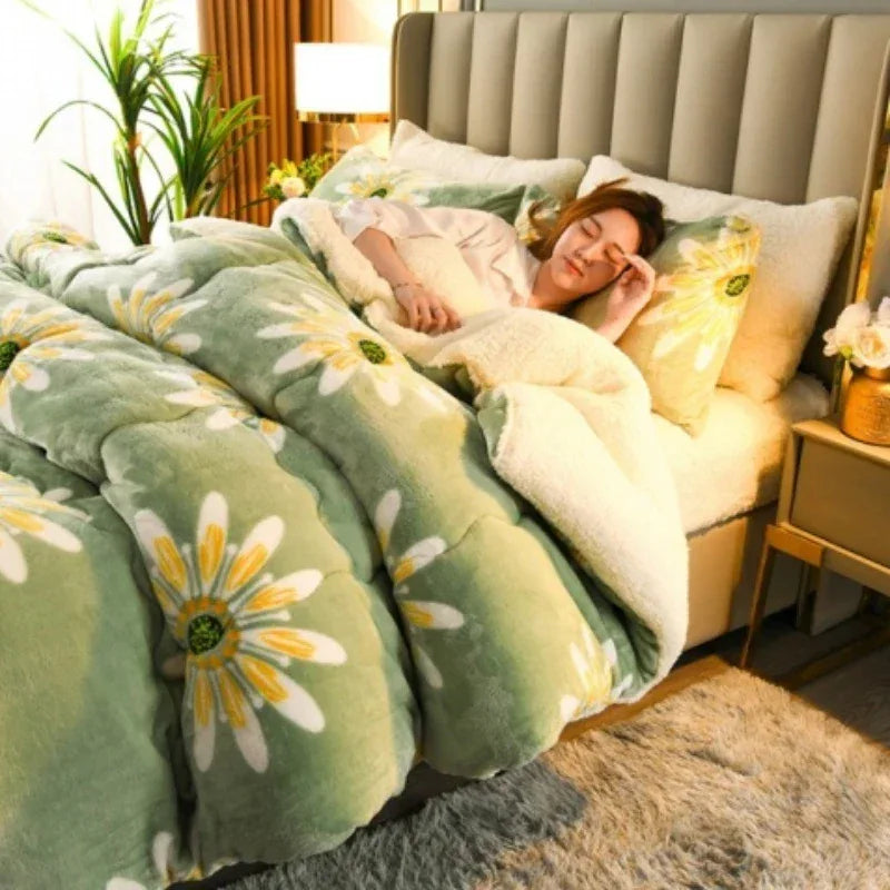 New Super Thick Winter Warm Blanket for Bed Artificial Lamb Cashmere Weighted Blankets Soft Comfortable Warmth Quilt Comforter - Luvia
