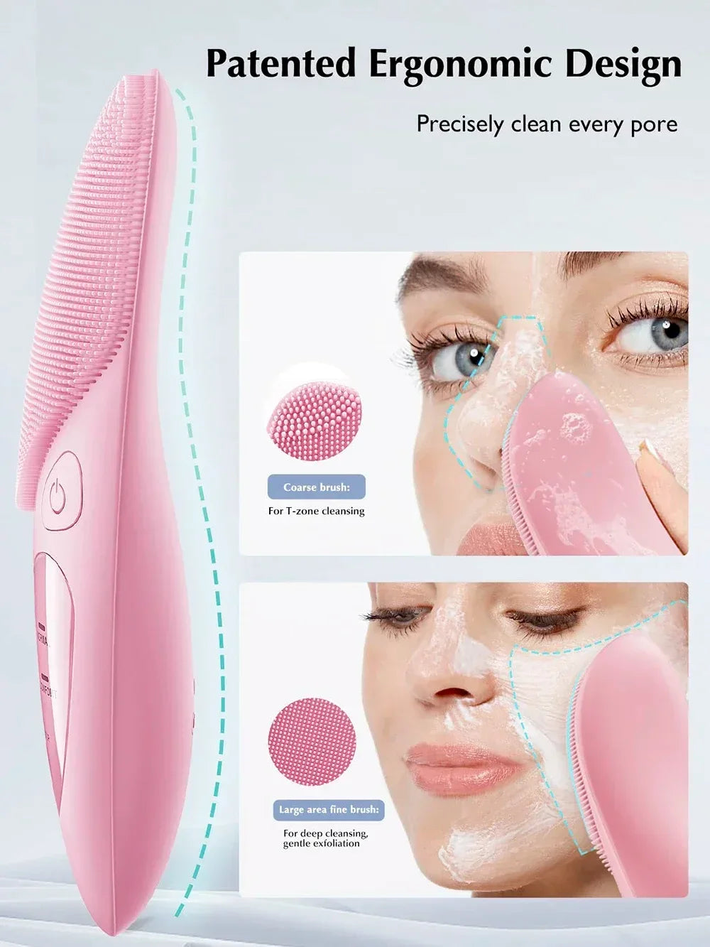 Electric Face Cleansing Brush Ultrasonic Facial Cleansing Brush Vibration Massager SkinCare Deep Pore Waterproof Silicone Brush - Luvia