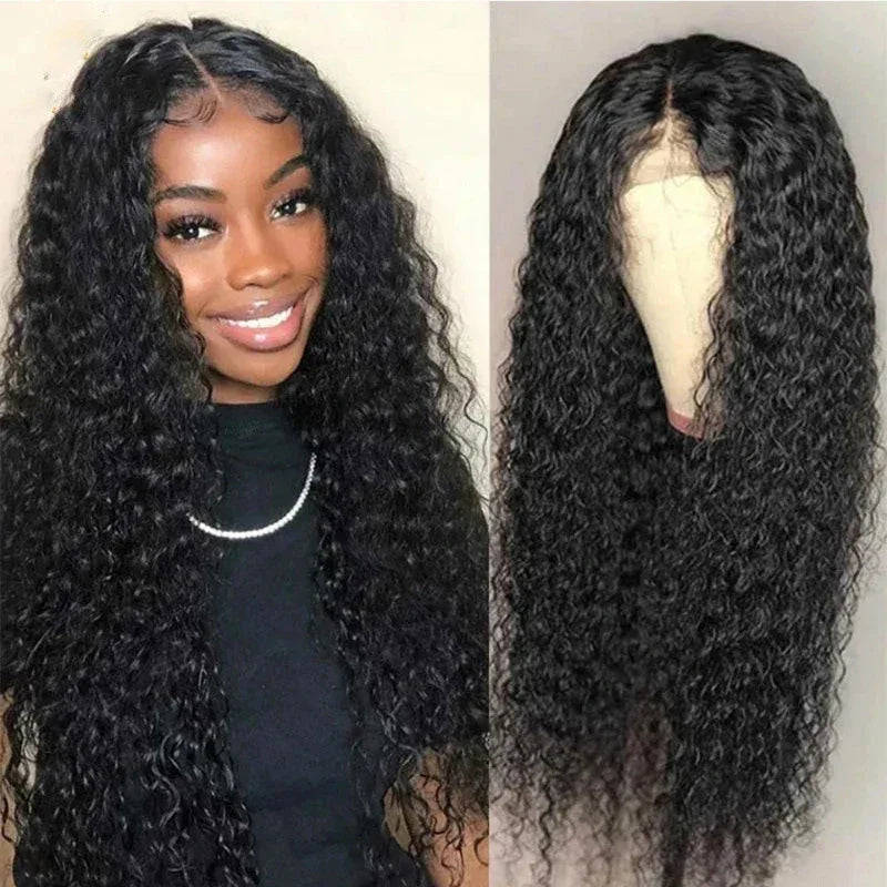Wig for Women, African Small Curls, Fashionable Middle-Parted Long Curly Hair, Corn Perm Synthetic Fiber Wig Headgear - Luvia