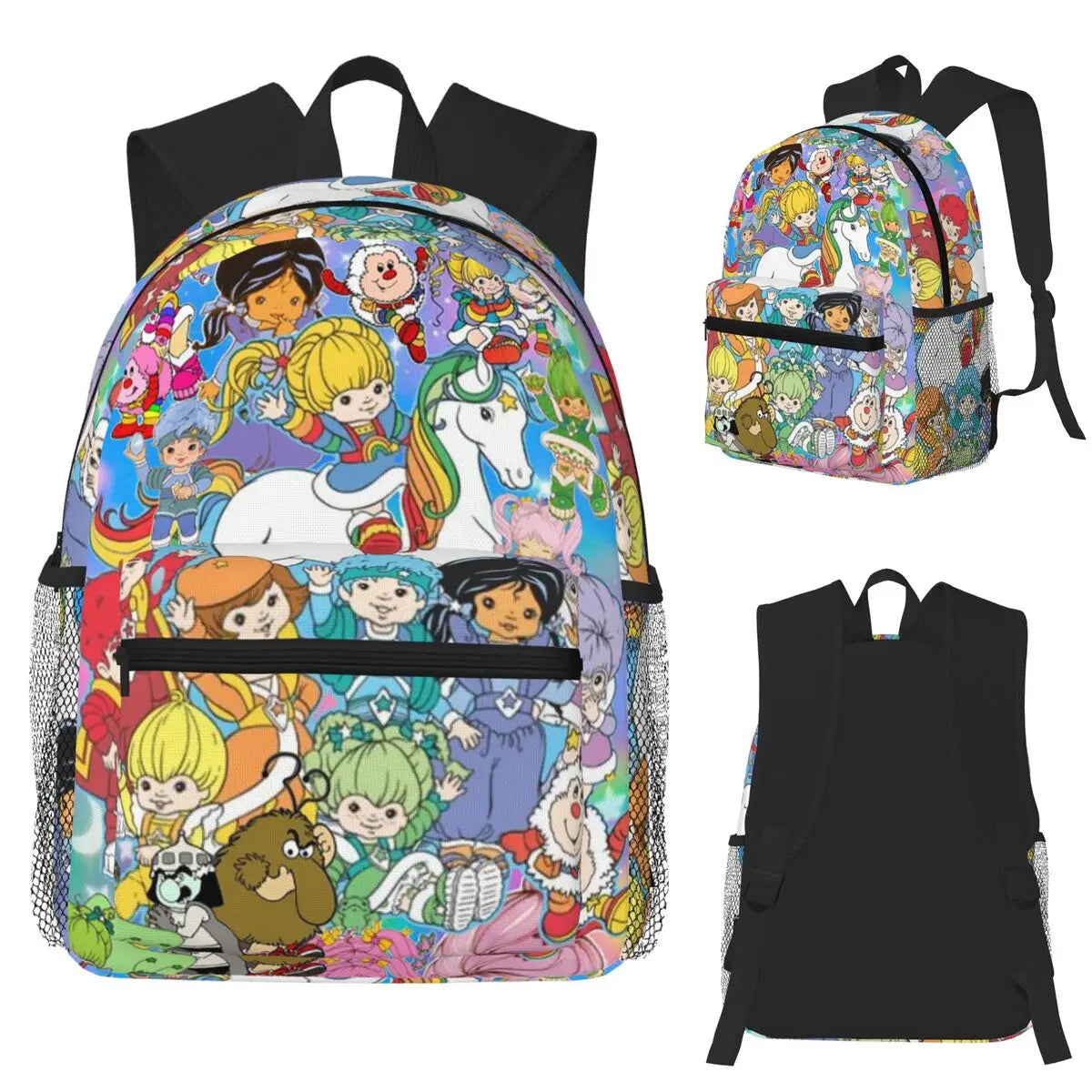 Cartoon Cute Rainbow Brite Student Backpack School Bag Hiking Travel Daypack for Boys Girls Fashion Bookbag Shoulder Bags