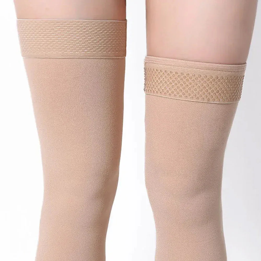 1Pair Relief Thigh High Graduated Compression Socks, 20-30 mmHg - Comfortable Unisex Design with Silicone Dot Band - Open Toe - Luvia