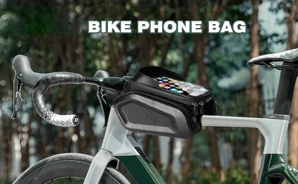 Bike Frame Bag Waterproof Bicycle Bike Phone Front Holder Mount Mountain Bike Accessories for Cell Phone Under 6.8" - Luvia