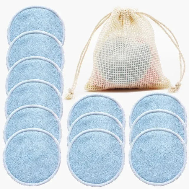 12PC Reusable Cotton Pads Makeup Remover Pads Washable Round Bamboo Make Up Pads Cloth Nursing Pads Skin Care Tool Skin Cleaning - Luvia