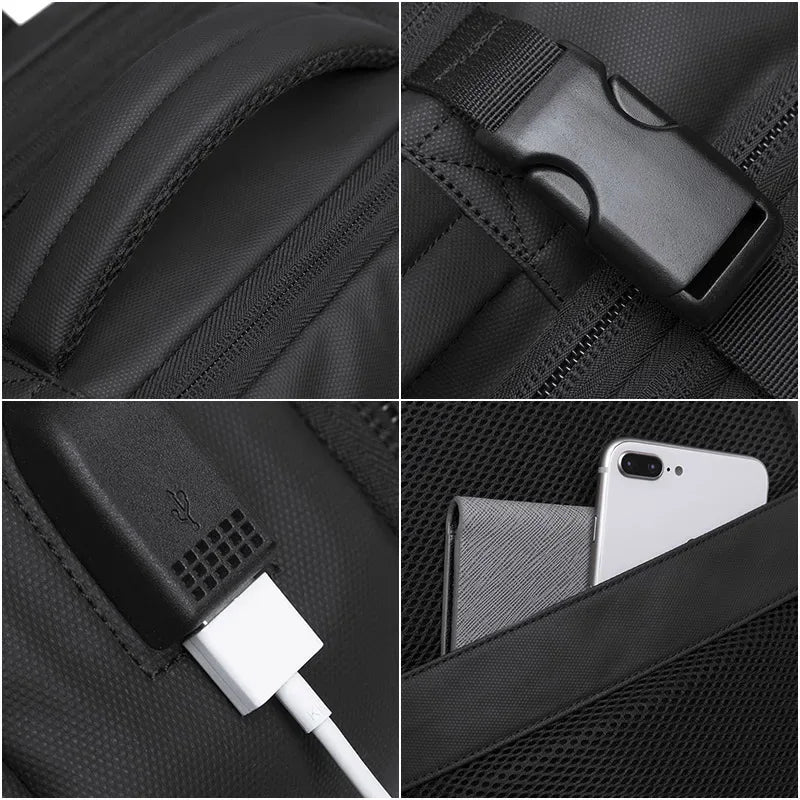 BANGE Travel Backpack Men Business Backpack School Expandable USB Bag Large Capacity 17.3 Laptop Waterproof Fashion Backpack - Luvia
