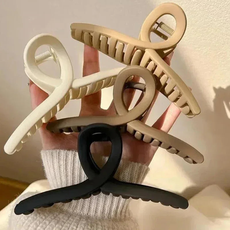 4 Pcs Large Solid Cross Matte Hair Claw Clips for Women Girls Fashion Daily Updo Accessories 13cm - Luvia
