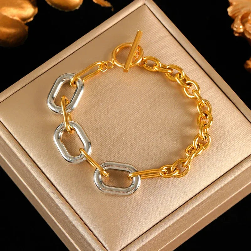 EILIECK 316L Stainless Steel Sparkling Rhinestone Chain Bracelet Bangles For Women Trendy Wrist Chain Waterproof Jewelry Gift - Luvia