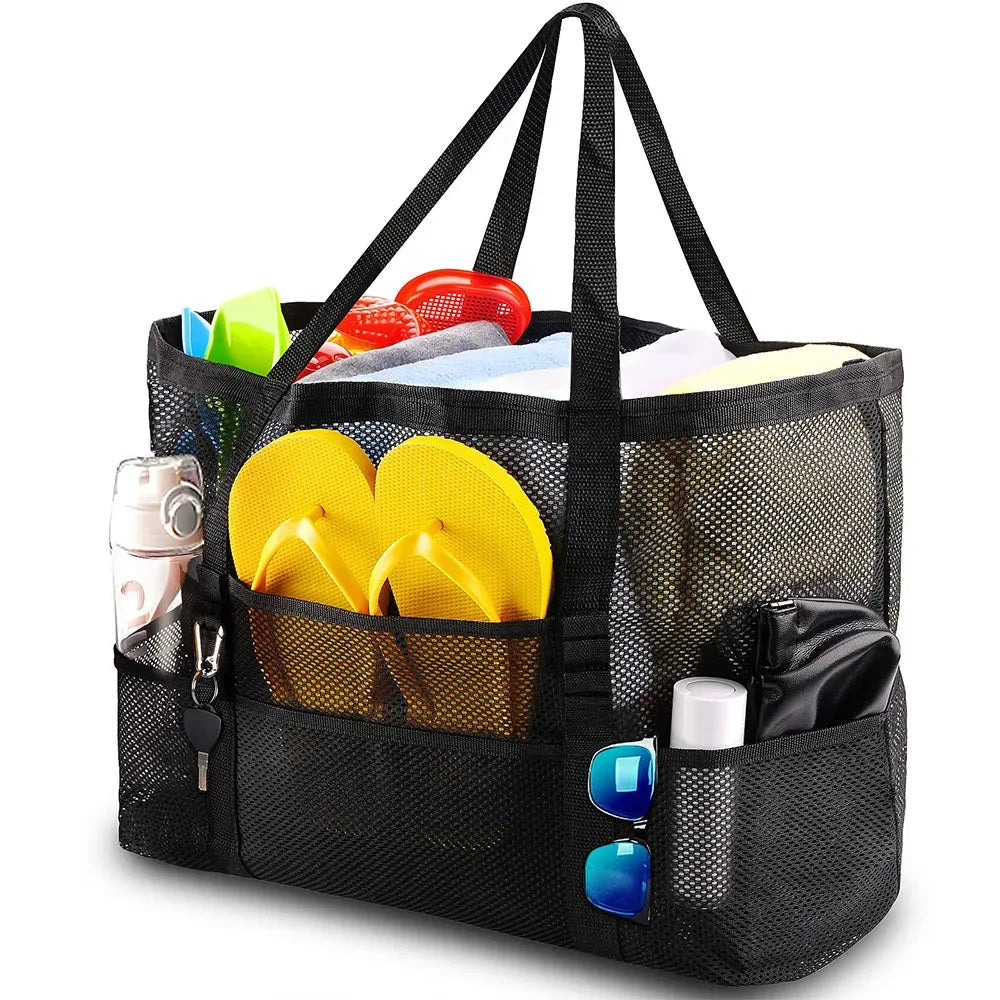 Mesh Beach Bag Waterproof Sandproof - Large Tote Pool Bag for Women Vacation Essentials Beach Accessories - Luvia