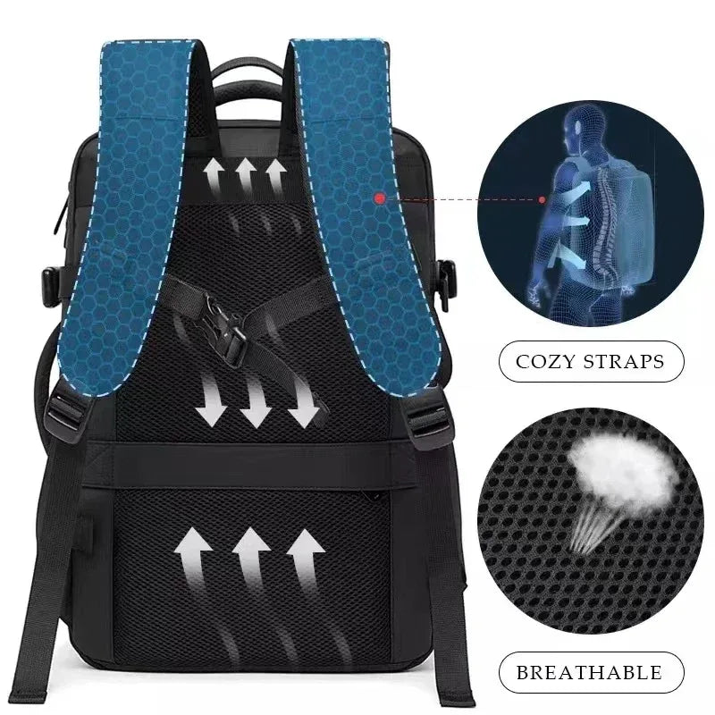 BANGE Travel Backpack Men Business Backpack School Expandable USB Bag Large Capacity 17.3 Laptop Waterproof Fashion Backpack - Luvia