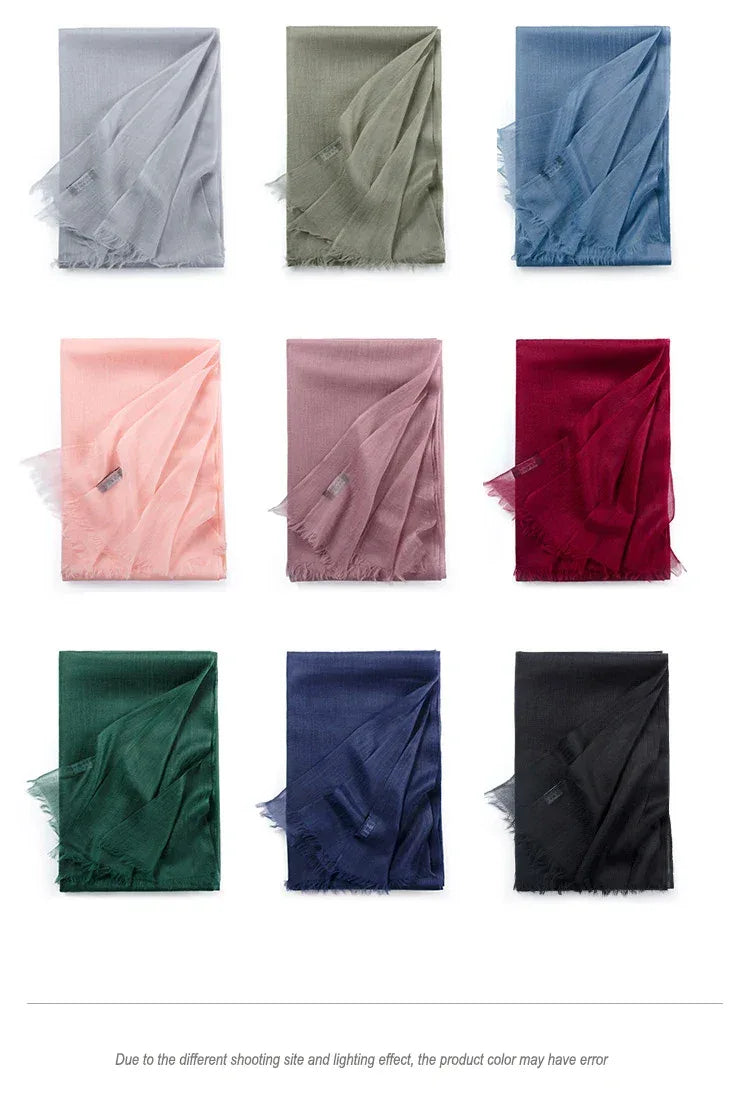 100% Cashmere Scarf Women Luxury Brand Warm Soft Wrap Shawl Large Size Fashion Pashmina Thin Scarf Summer Four seasons - Luvia