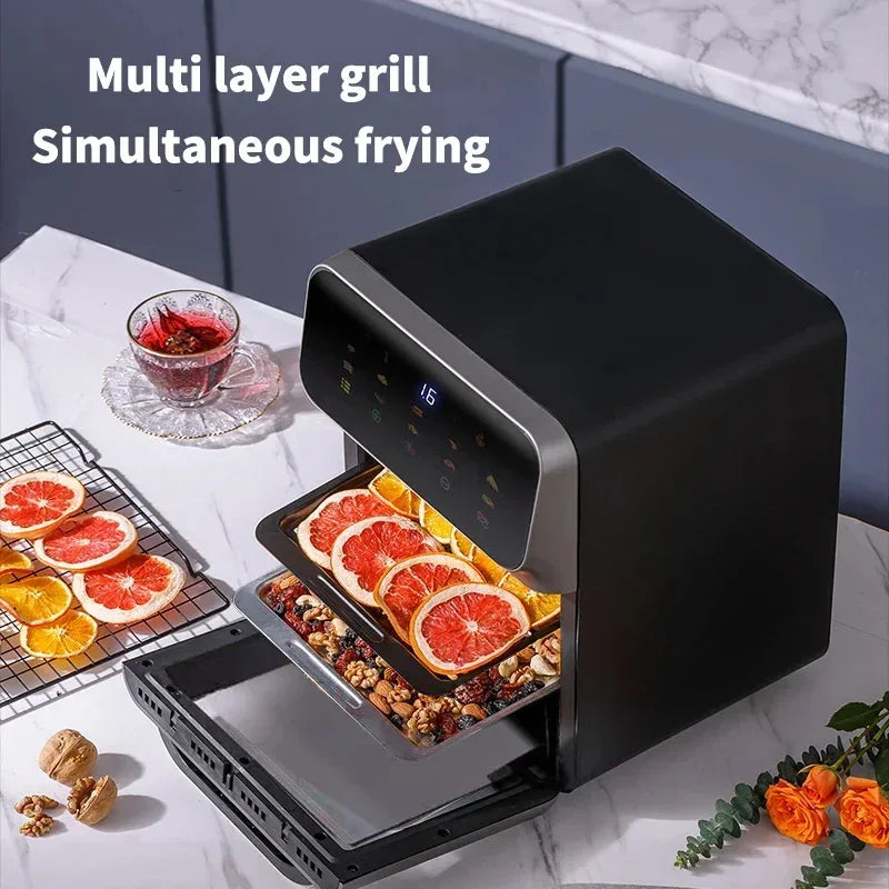 10L Large Capacity Electric Air Fryers Oil-free Automatic Household Kitchen 360°Baking Convection Oven Deep Fryer without Oil - Luvia