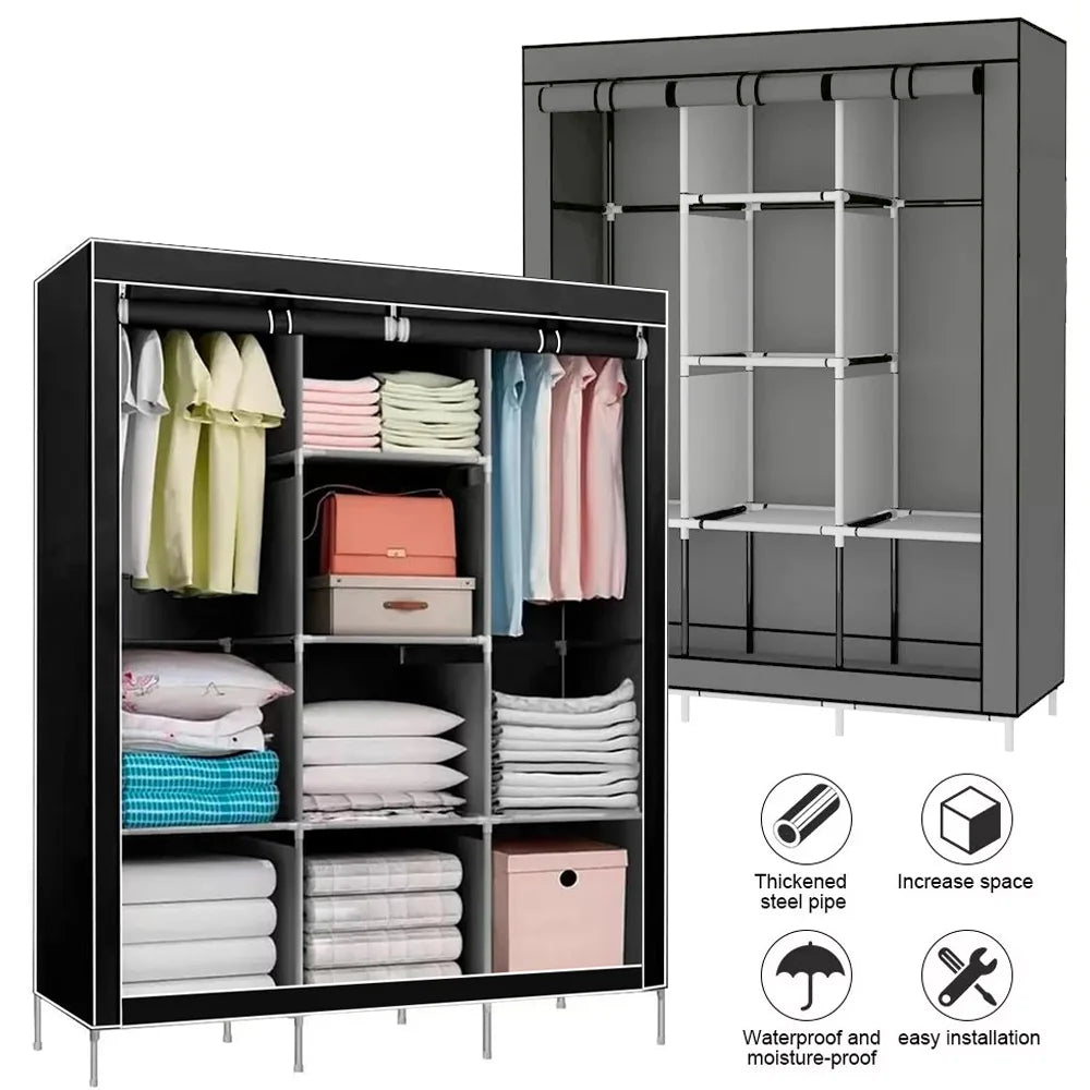 Portable Wardrobe Clothes Organizer Non-Woven Fabric Wardrobe Storage Cupboard for Bedroom 128*45*170cm Storage Shelves