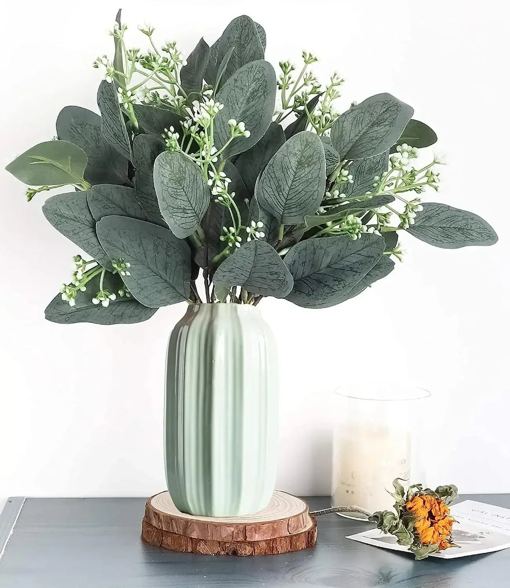 100 Pcs Artificial Eucalyptus Stems Fake Greenery Leaves Stems Faux Eucalyptus Plant for Floral Arrangement Green Leaves Decor - Luvia