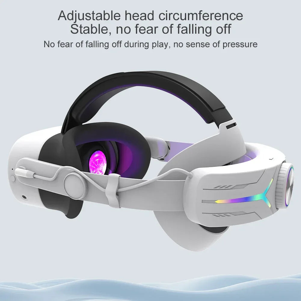 Adjustable RGB Head Strap with 12000mAh Battery Extend VR Playtime Comfort Replacement Head Strap for Meta Quest 3S - Luvia