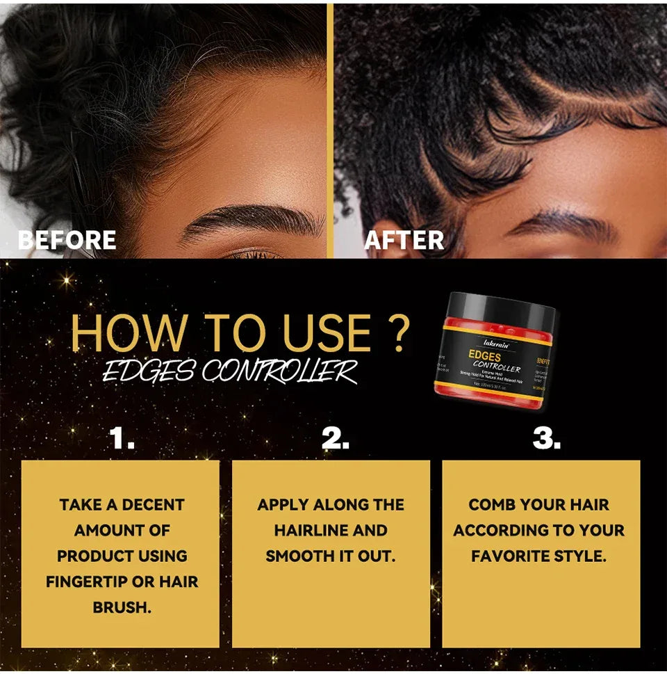 Edge Control Strong Hold Hair Gel Thick Edges Styling Gel Non-Greasy Non-Flaking No White Cast Long Lasting Supports All Hair Ty - Luvia