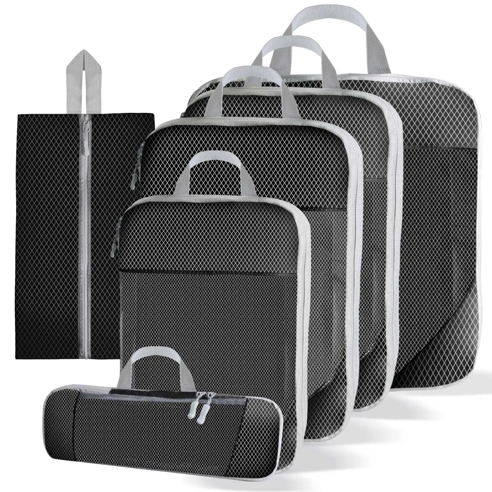 6Pcs Compression Packing Cubes Set for Travel Packing Cubes Compression Compressible Storage Bags for Carry On and Suitcases - Luvia