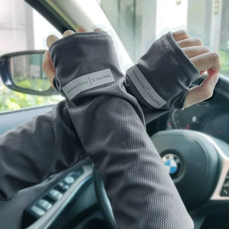 UV Protection Ice Sleeves Men Women Summer Sun Protection Arm Sleeves Outdoor Cycling Driving Arm Sleeves Gloves Sweat Absorbent - Luvia