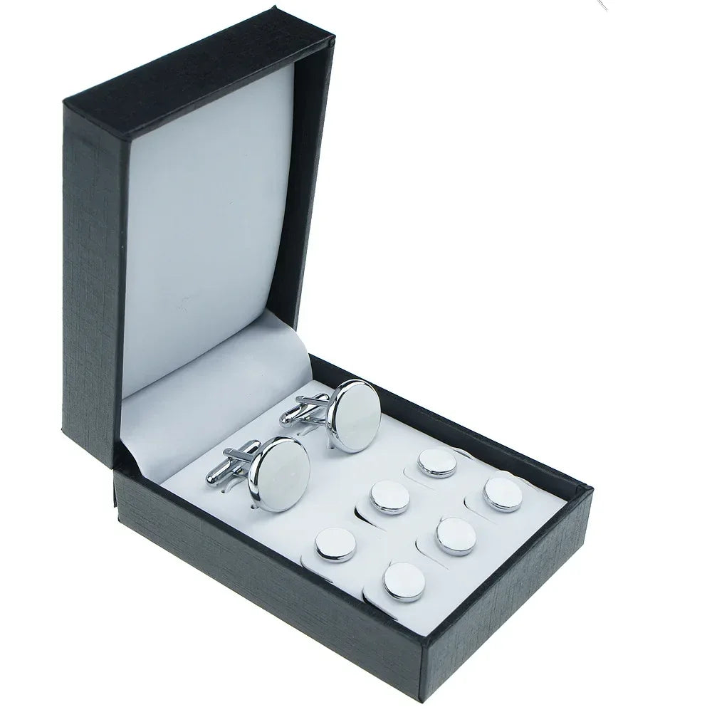 Cufflinks For Mens Luxury Quality Set Tuxedo Studs Shirts Cufflinks Set With Buttons 8pcs Set With Box Studs For Shirt Men Women - Luvia