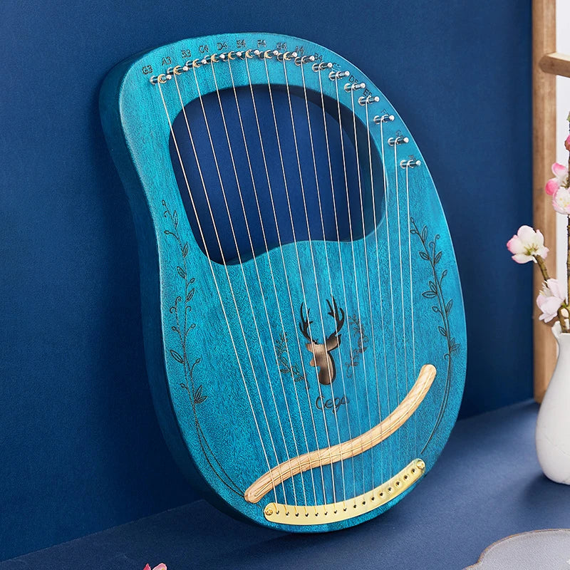 Lyre Harp 16 19 Strings Mahogany Wood Harp Piano 19 Strings Stringed Musical Instrument With Tuning Wrench Spare Strings