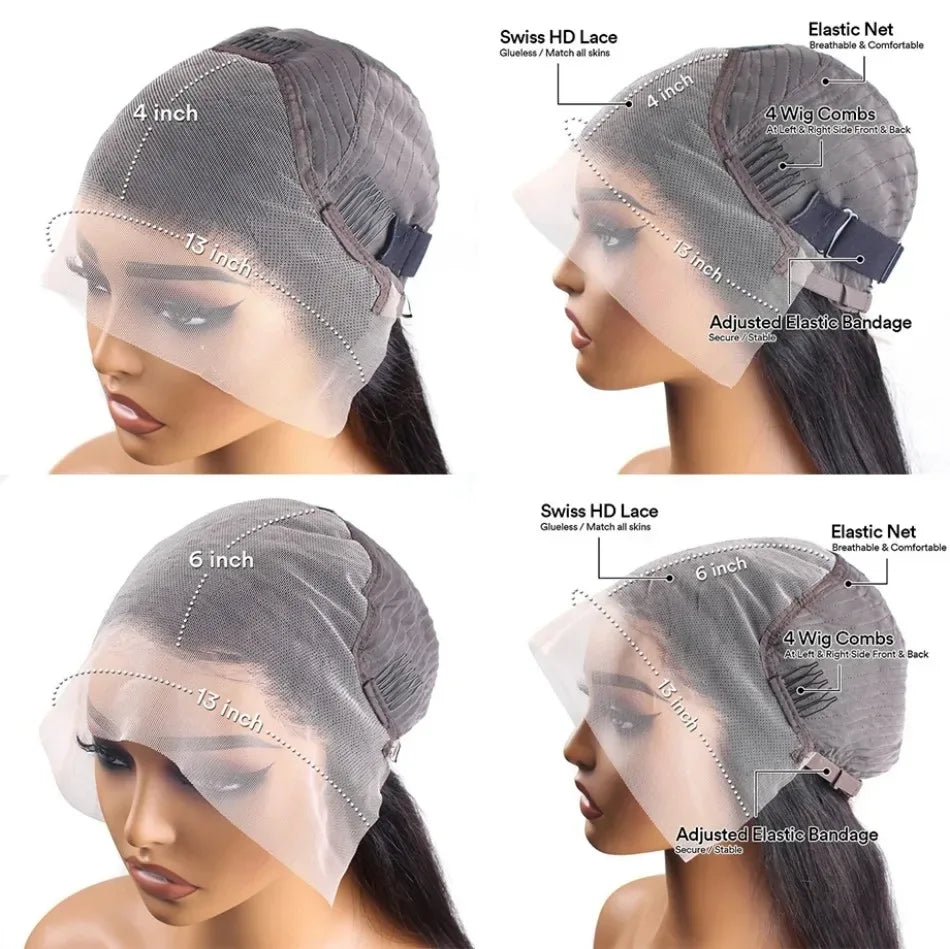 Body Wave Human Hair Wigs 100% Human Hair Quality 13X6 Hd Lace Frontal Wig 250 Density Brazilian Original 40Inch Lace Front Wigs - Luvia