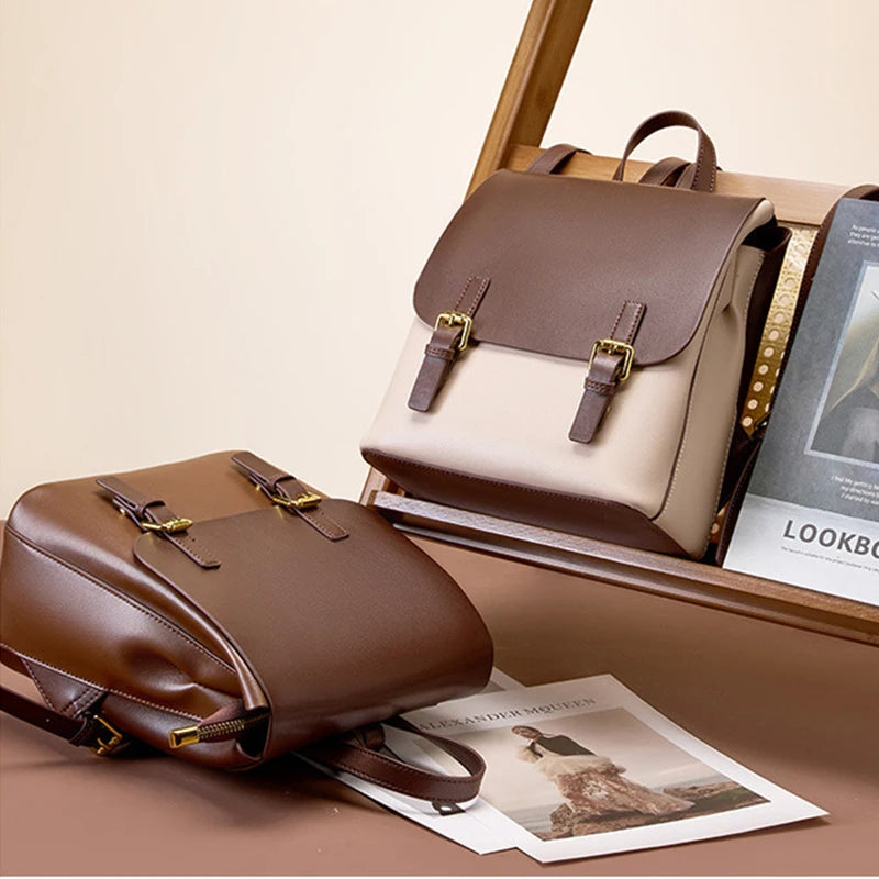 XMESSUN New Genuine leather Backpack for Women 2026 Fashion High Quality Lady Double Shoulder Large Capacity Travel Backpack