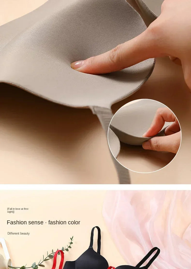 Seamless Bra for Women Gathered Lingerie Solid Small Breast Wireless Push Up Bra Thickened Comfortable Lingerie Lenceria - Luvia
