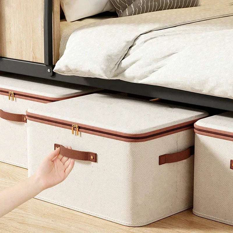 Foldable Clothes Storage Box, Closet Organizer Container with Handle and Zipper,Suitable for Wardrobe, Closet,Blanket (Washable) - Luvia