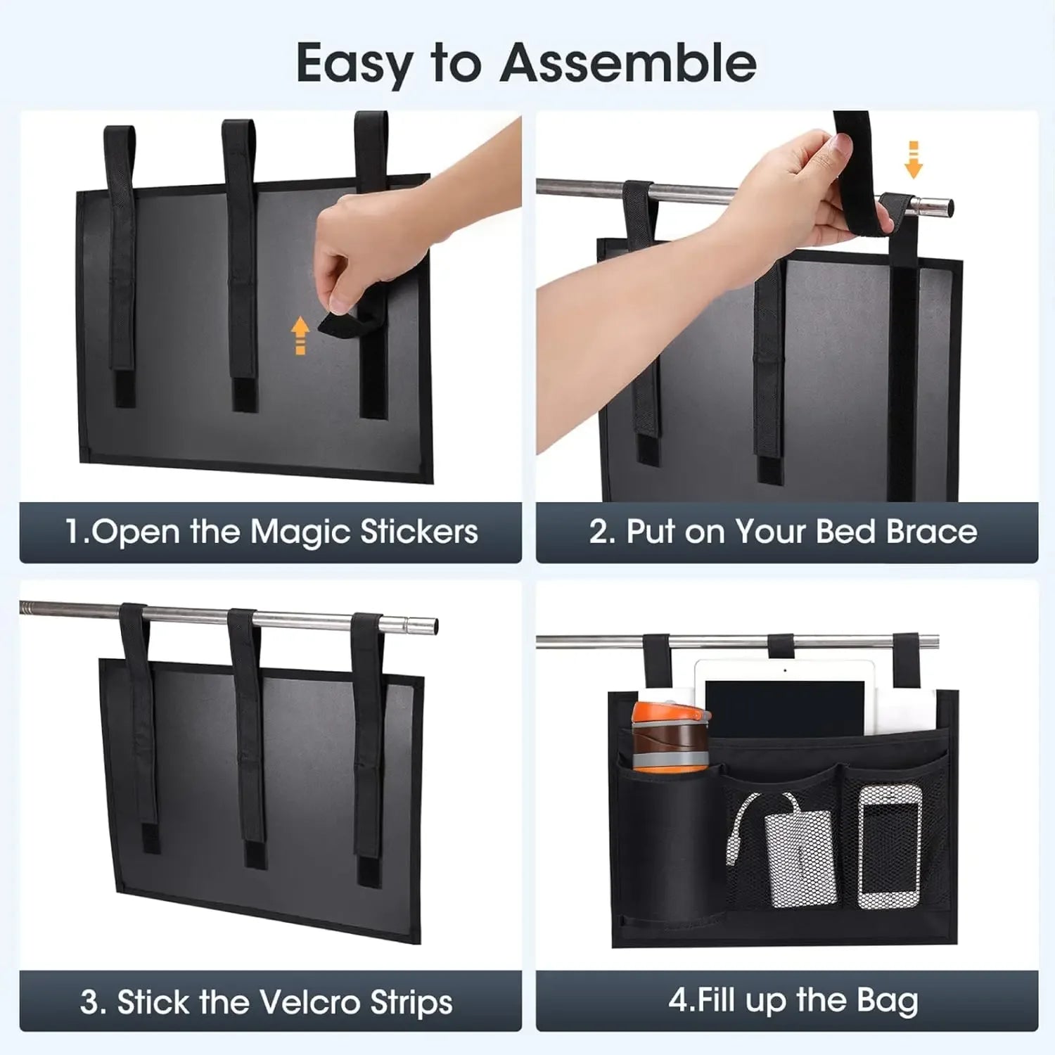 Bedside Caddy Storage Bag Multi Pockets Hanging Bag Bed Accessories Organizer Gadget Oxford Cloth for Dorm Bunk Hospital Book - Luvia