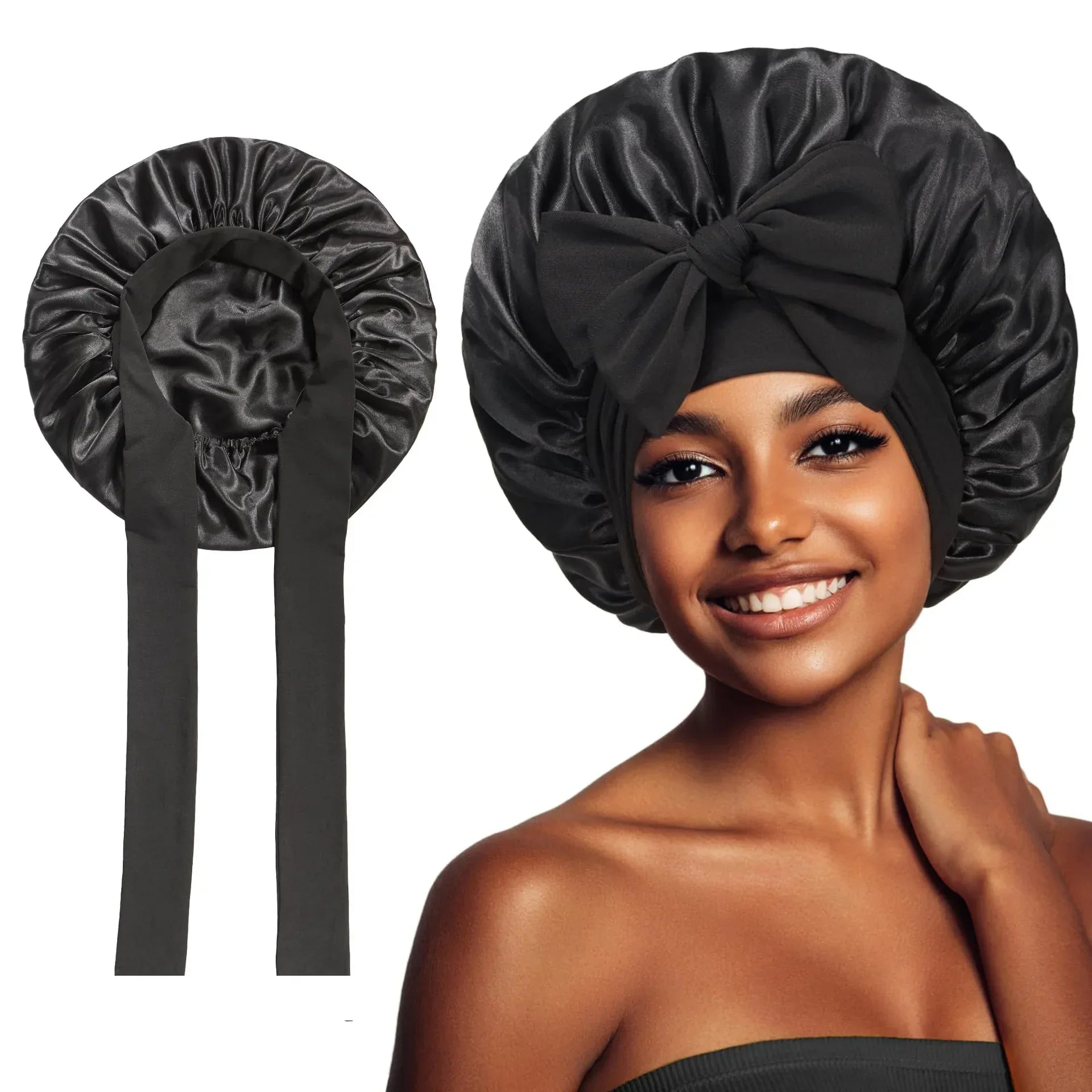 Sleeping Hat Women Satin Solid Night Sleep Cap Hair Care Bonnet Nightcap For Women Men Unisex Cap Bonnet De Nuit Shower Turban - Luvia