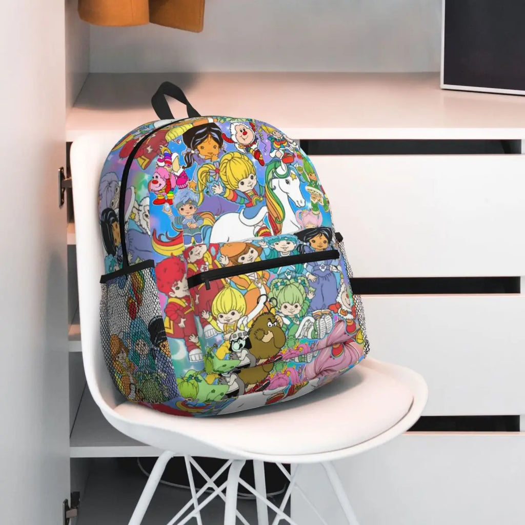 Cartoon Cute Rainbow Brite Student Backpack School Bag Hiking Travel Daypack for Boys Girls Fashion Bookbag Shoulder Bags