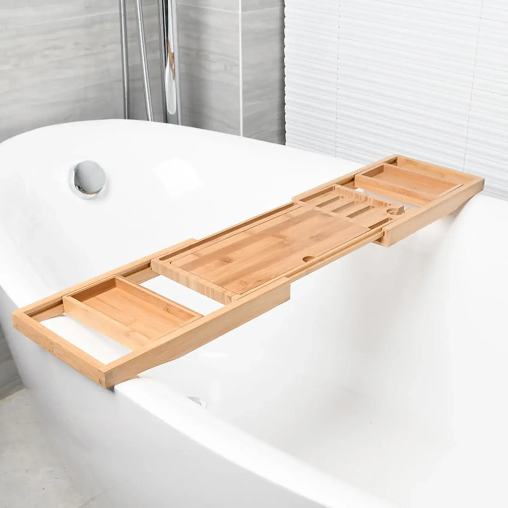 Bathtub Tray Bath Caddy Tray for Tub with Slots Holds Book,Phone ,Soap 23.62''-34.25'' Bath Tray Bathtub Stand Holder - Luvia