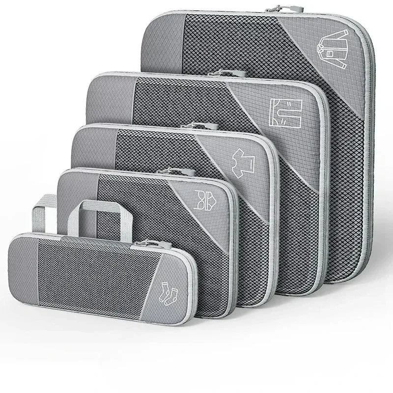 5PCS Compression Packing Cubes, Mesh Travel Packing Cubes for Suitcases, Lightweight Organizers Bag Set for Travel Essentials - Luvia