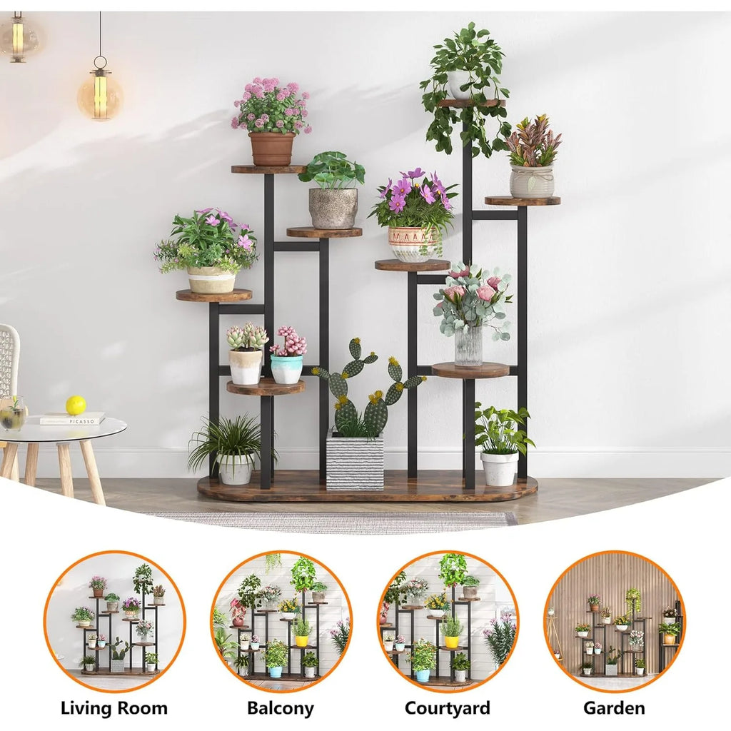 Plant Stand Indoor, Multi-Tiered 11 Potted Plant Shelf Flower Stands, Tall Plant Rack Display Holder Planter Organizer