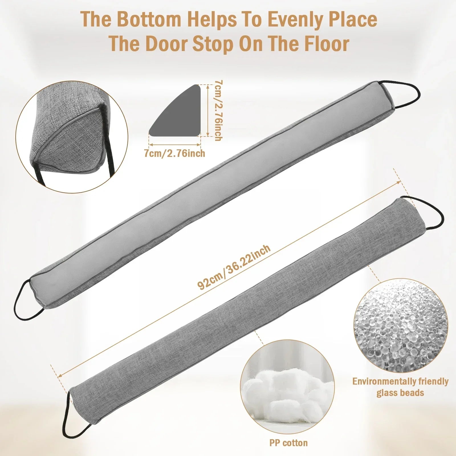 1/2Pcs Under Door Draft Stopper 92cm Heavy Triangular Duty Door Draft Blocker with Hanging Loops for Under Door Noise Blocker - Luvia